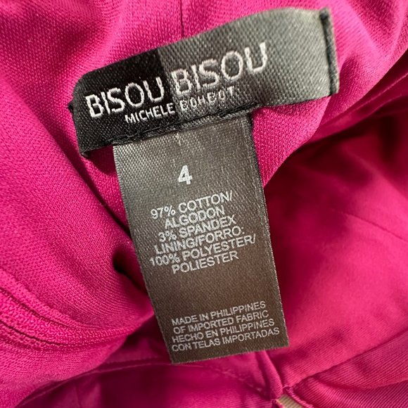 Bisou Bisou Michele Bohbot Strapless Dress Size 4 Cotton Spandex Purple Yellow - Picture 2 of 14